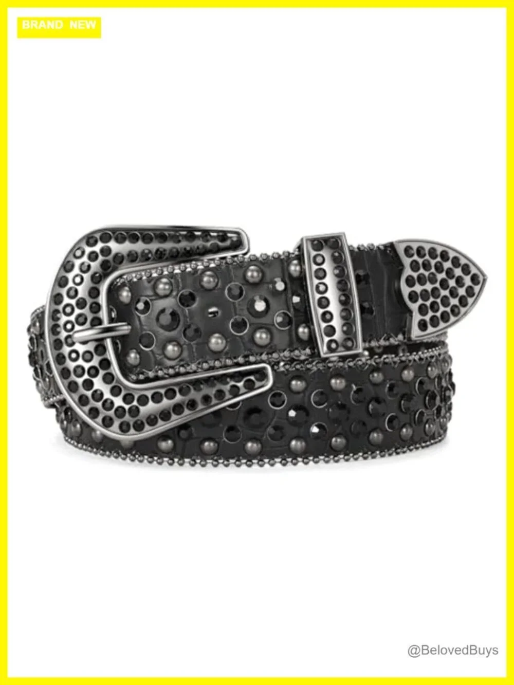 Women Rhinestone Belt for Jeans, Faux Crocodile Grain Leather, Western Cowgirl